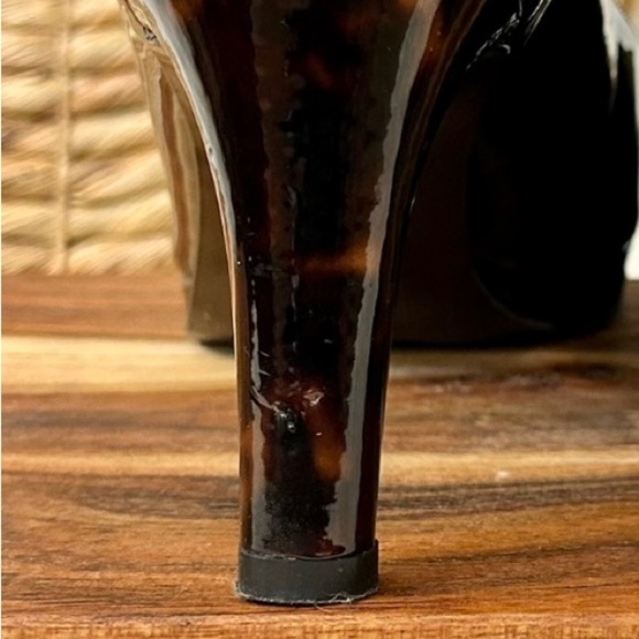 Stuart Weitzman Tortoise Shell Platswoon Patent Leather Platform Heels Size 9.5 - Picture 15 of 15